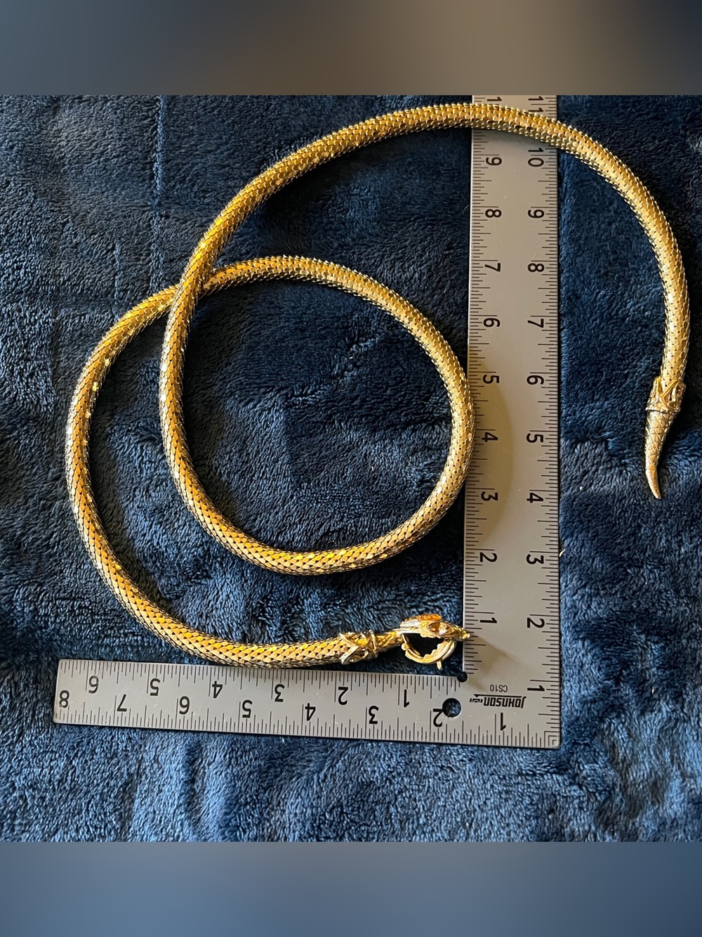 Whiting & Davis Vintage Mesh Snake Belt Necklace Lariat Serpent Signed 46” - Picture 9 of 16